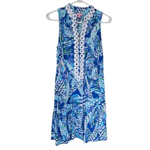 Lilly Pulitzer Jane Shift Dress  canopy chaos blue & resort white size 2 - Picture 2 of 8
